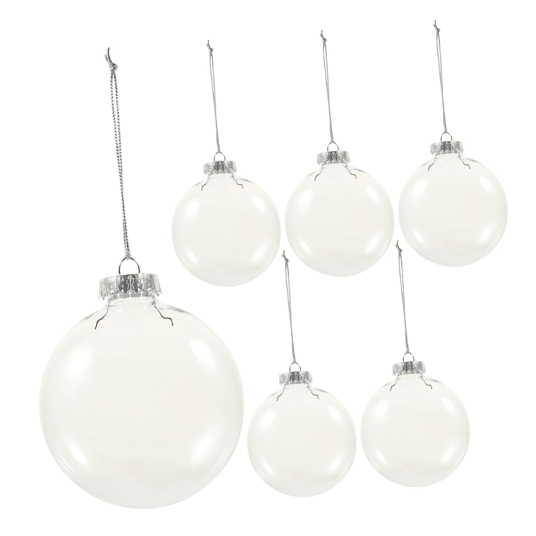 Boules transparentes de Noël à remplir VALICLUD : lot de 6 suspensions incassables et étanches