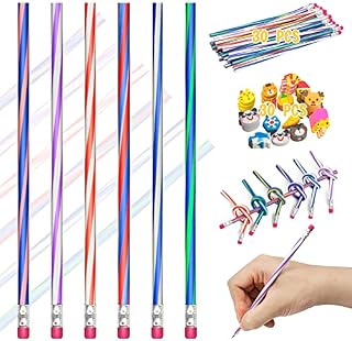 30 Pcs Bendy Pencils for kids Flexible Bendable Pencils Soft Pencil Colorful Bendable Pencils with 30 Pcs Animal Eraser for Teachers Classroom Party Supplies School Prizes Kids Gift Presents