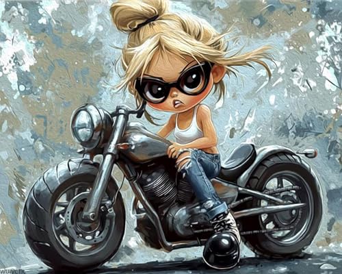 Manualidades de pintura de números para adultos principiantes con diseño de moto 1