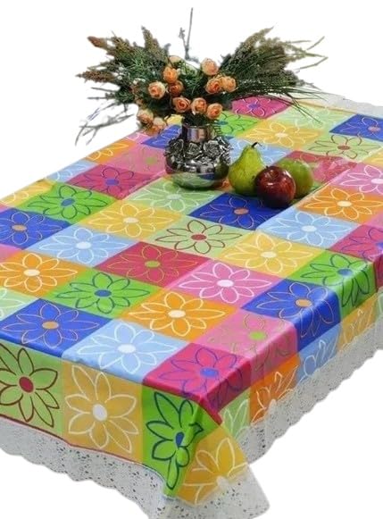 Waterproof PVC Table Cover – Colorful Rangoli Design for Dining or Center Table Table Cover_04_White
