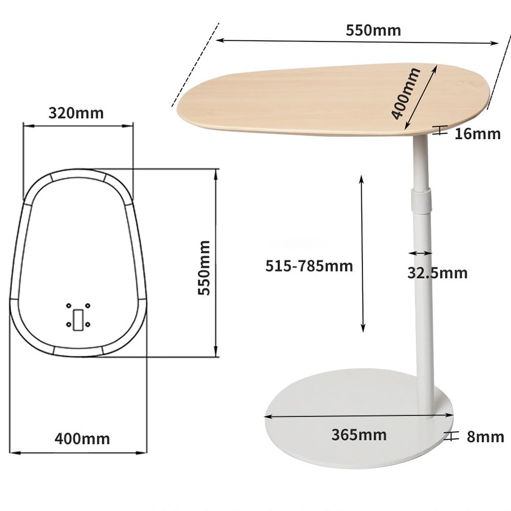 Stoliki kawowe Adjustable Bedside Tea Sofa Side Mobile Study Standing Pneumatic Lift Bank End (Natural wood Color)