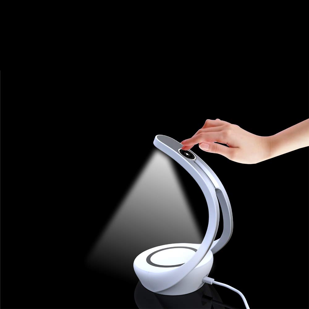 Lampada da scrivania a LED con interruttore touch, caricatore wireless, luce atmosferica, altoparlante Bluetooth integrato, luminosità regolabile, lampada da tavolo per camera da letto, ufficio.