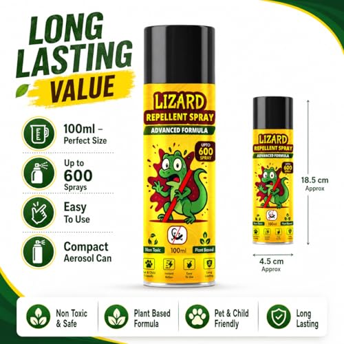Image of Lizard Killer Control Spray for Home | Powerful Lizard Repellent And Control Spray for Walls, Kitchen And Corners | Easy-to-Use Pest Control Solution for Chipkali (Pack Of 2)