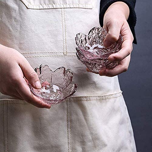 Mozacona 8Pcs Glass Sakura Shape Seasoning Dishes Dipping Bowls Appetizer Plates #TOP5