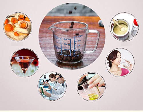 250ML Glass Measuring Cup Microwave Measuring Jug with Lid Multi-Purpose Measuring Mug for Hot/Cold Liquid, Clear - Image 3