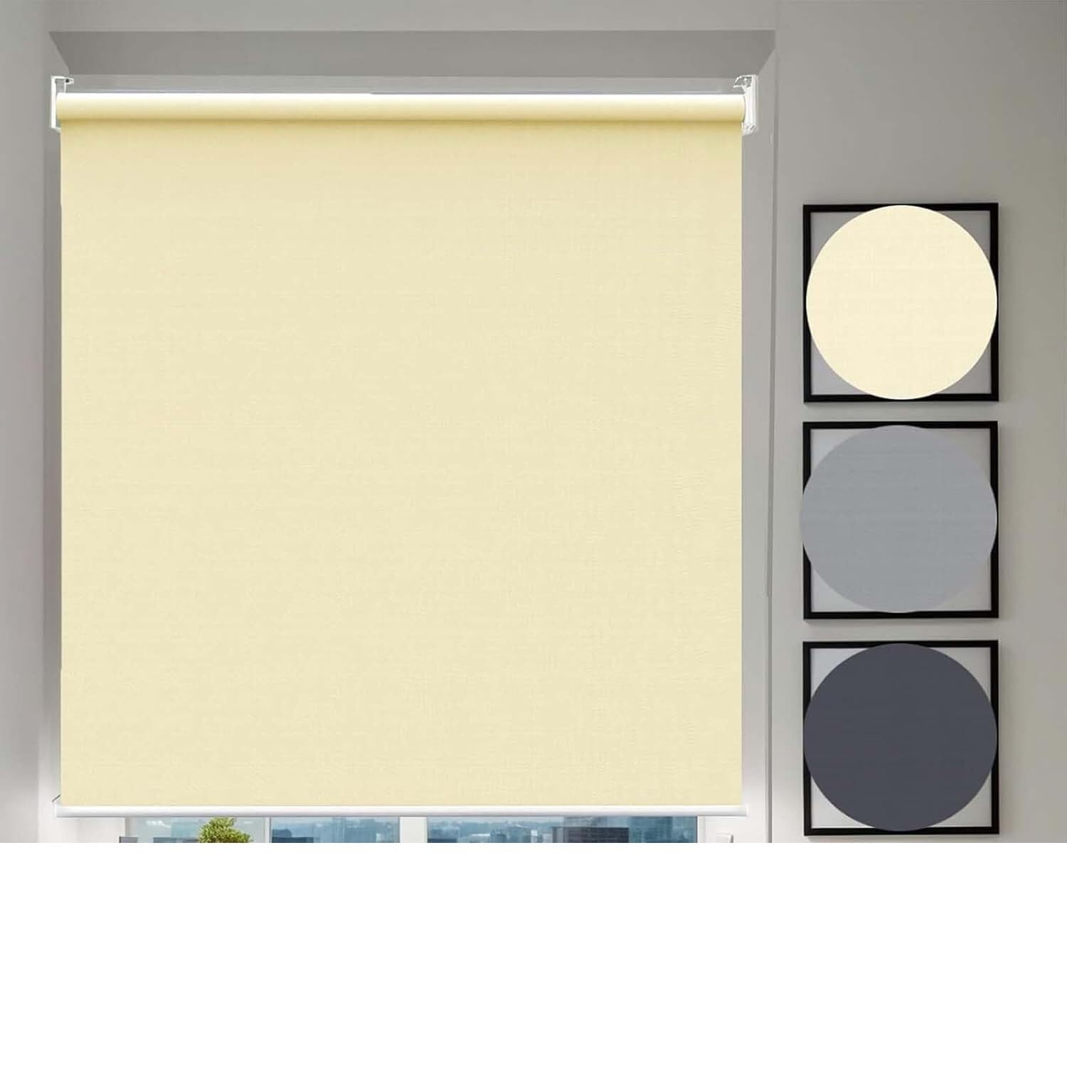 Roleta zaciemniająca, rolety zaciemniające z izolacją termiczną, zestaw instalacyjny jonowy, wielokolorowe, wiele rozmiarów(Beige,240W x 100H cm)
