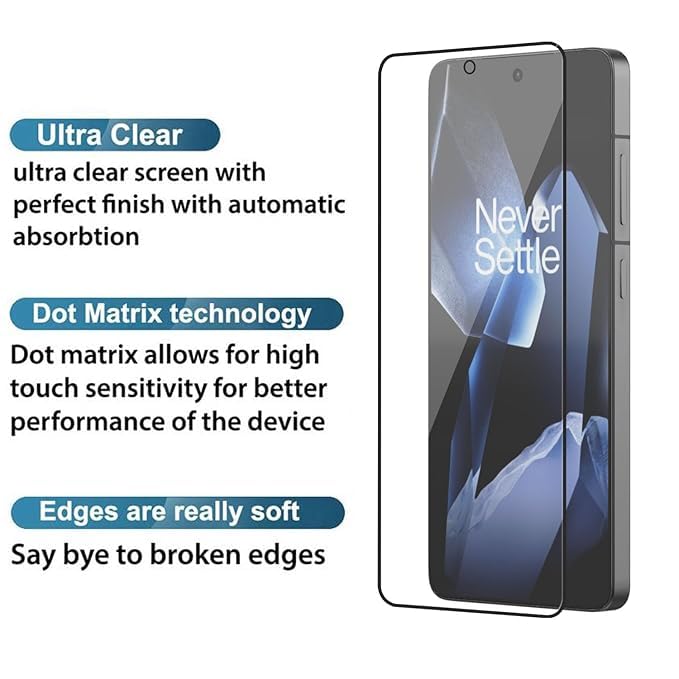 Image of Military-Grade Gorilla Tempered Glass For OnePlus 13R (Black) Edge To Edge Coverage With Easy Installation Kit