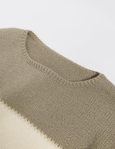 Women's Oversized Cute Color Block Sweaters Fall 2024 Casual Lightweight Ribbed Knit Crewneck Pullover Sweater 5