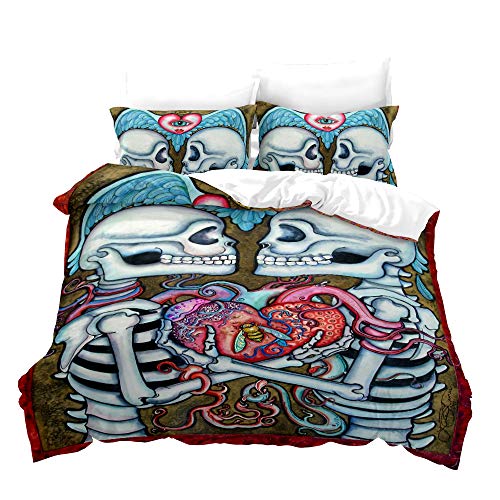 Funda de edredón individual 3D calavera ropa de cama microfibra 200x200 2