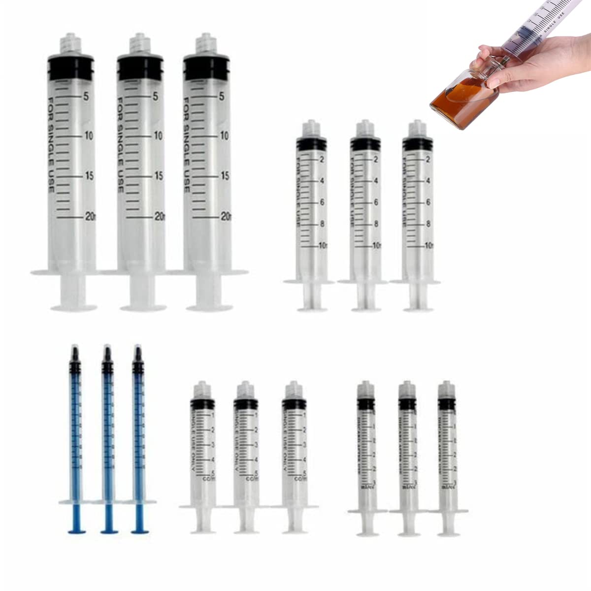 Kit 10 Siringhe Per Colla Da 10 Ml Con Aghi Smussati 14G 16G 18G E Tappi, Applicatore Di Precisione Per Artigianato, Bricolage, Strimpellatura, Olio, Adesivi