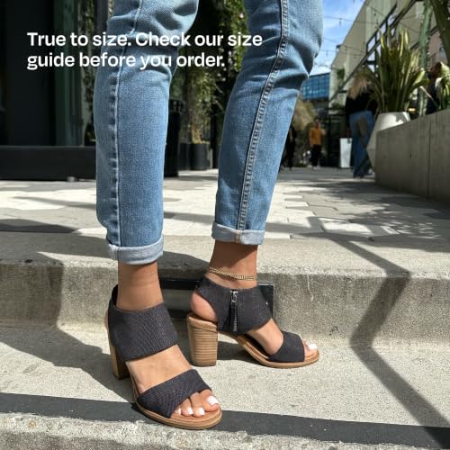 TOMS Women's Majorca Cutout Heeled Sandal, Black Melange Woven, 7.5 - image 6