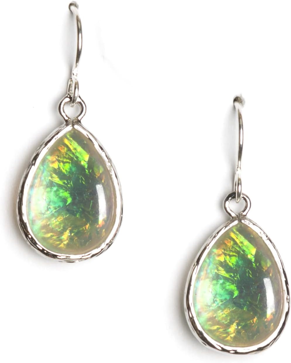 Opalescent Earrings, Sterling Silver Wire Earrings, Handmade Silver Drop Earrings, Women's Jewelry, Made in the USA