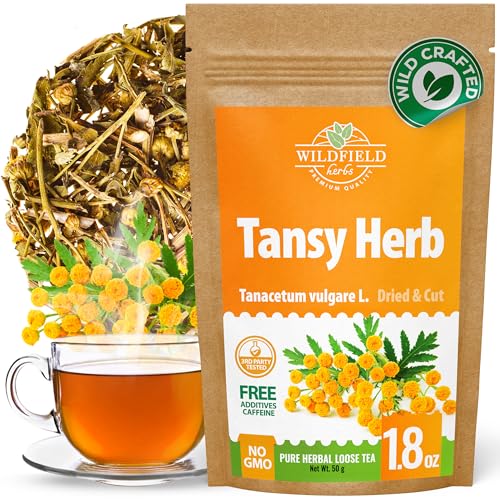 Image of 1.8 oz. Pishma Tea Tansy Flowers Herbal Tea (Tanacetum Vulgare L.) - 50g Dried Cut Tansy Flowers Herb