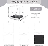 Vista 2 de FINGERINSPIRE Vitrina de acrílico transparente con base negra y 4 anillos de goma de 10 x 10 x 10 pulgadas, caja de acrílico transparente