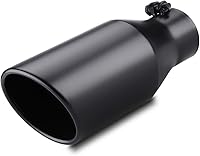 LCGP 3" Inlet 5" Outlet Black Stainless Steel Exhaust Tip - 12" Bolt-On Tailpipe for Trucks & Cars