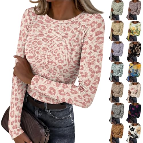 SHOPESSA Ribbed Long Sleeve Tops for Women Pattern Fitted Underscrub Shirts - image 1
