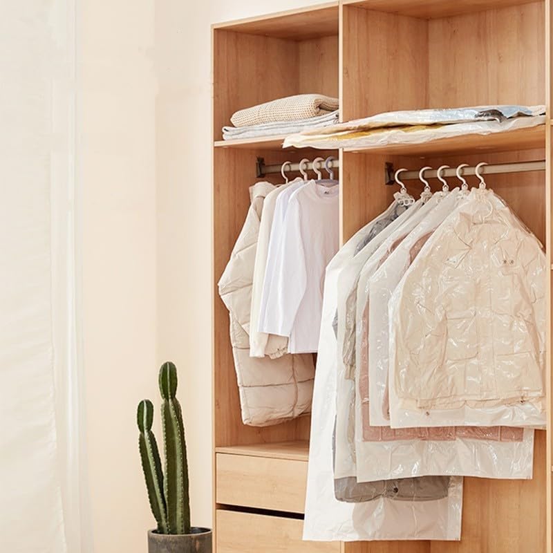 吊るせる衣類圧縮袋 6枚組 布団圧縮袋 ふとん収納 圧縮パック衣類収納袋 吊るす 圧縮 袋 吊り 下げ 省スペース 防湿気 防埃 防