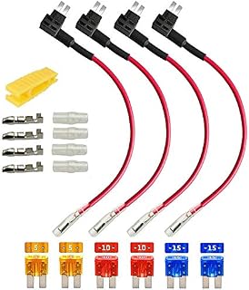 Gebildet 4pcs 12V 24V Add-a-Circuit Micro 2 Fuse Tap, Piggy Back Blade Fuse Holder with Wire Harness, 6 pcs Micro 2 Fuse (5A 10A 15A) and Fuse Puller