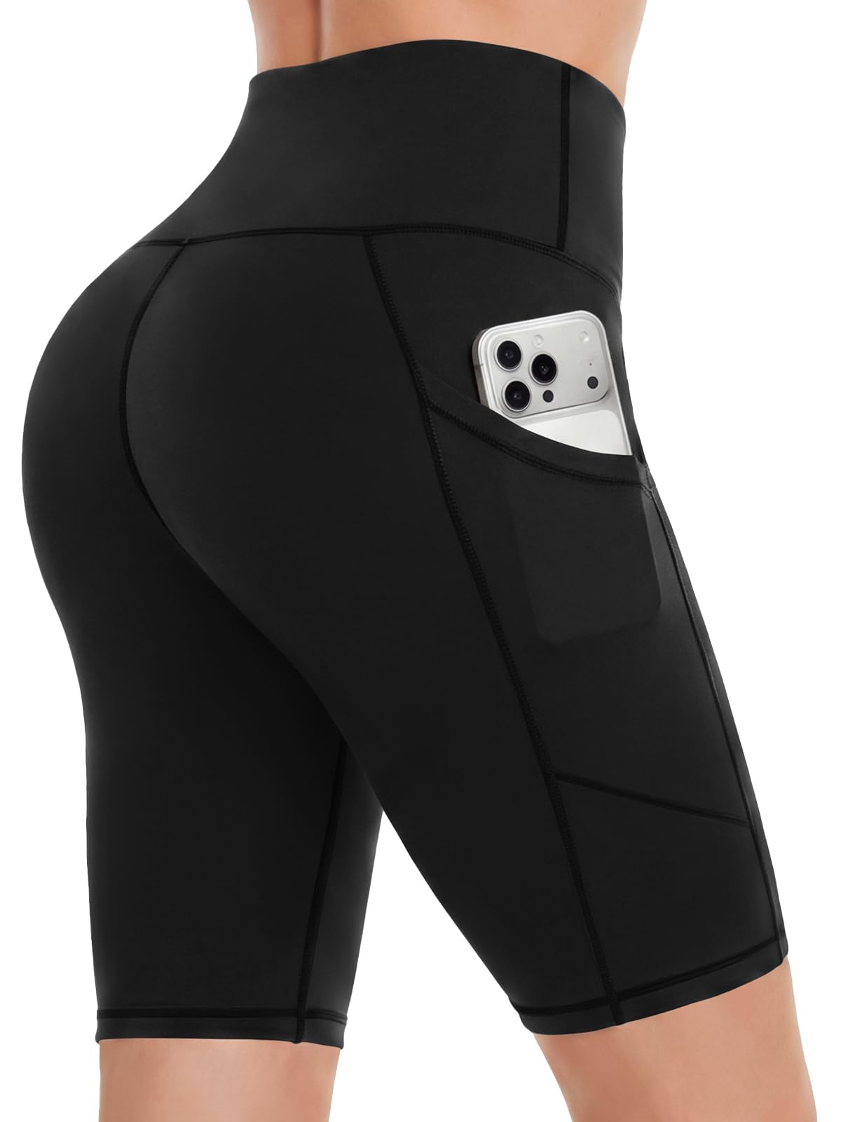 DDOBB Laufhose Damen Kurz mit Taschen Shorts Damen High Waist Blickdicht Radlerhose Sporthose Damen Kurz Leggings für Gym Fitness Outdoor Sommer