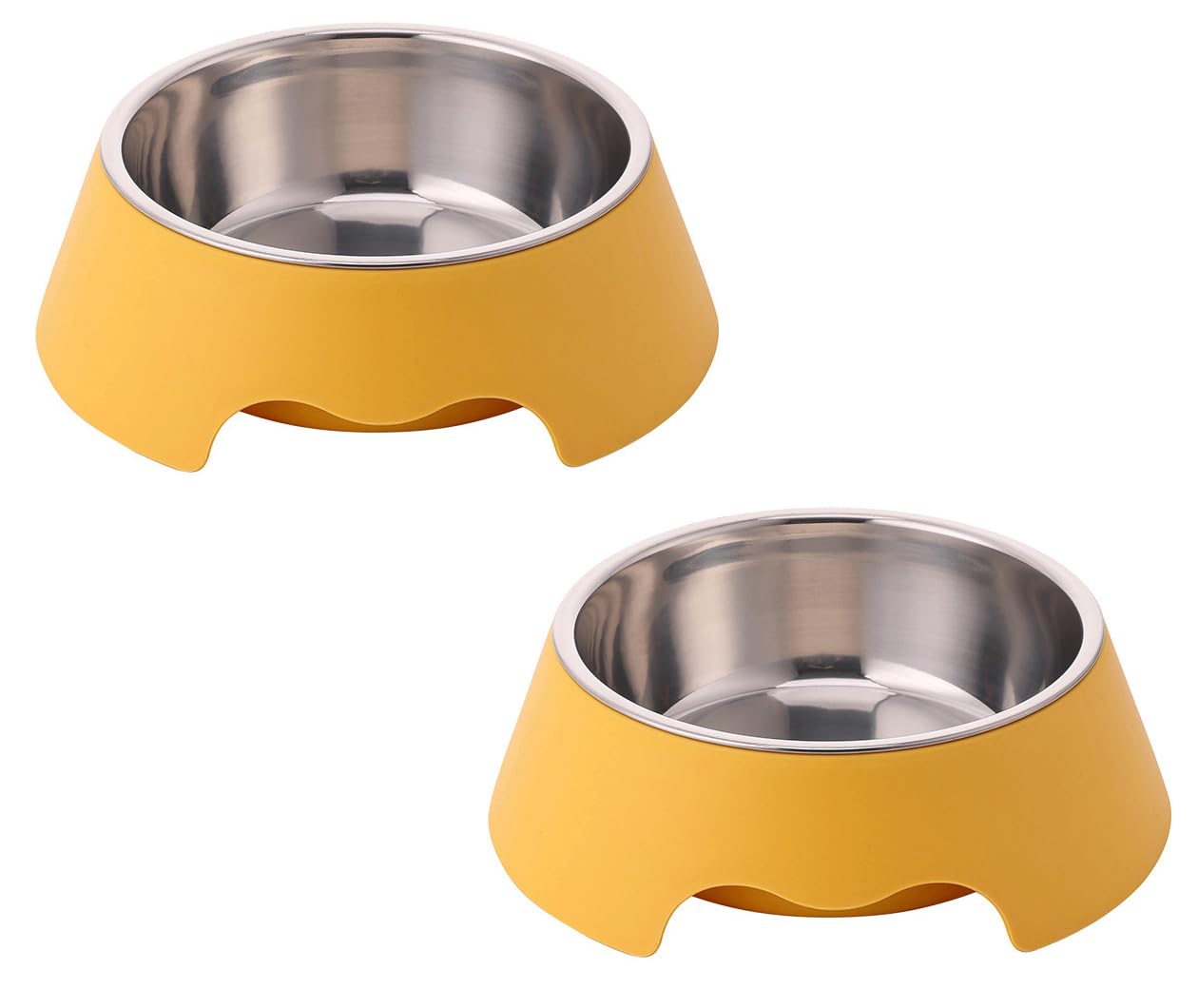Dog Bowls, Stainless Steel Cat Dog Water Food Bowl,Puppy Feeding Bowl,Removable & Non-Skid and Non-Spill Small Dogs and Cat Feeder Bowls 2pcs/set (Yellow, S)