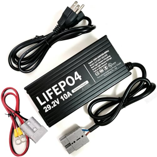 HERISKEER 24V 10A Lithium Battery Charger 29.2V LiFePO4 Battery Smart Charger with Anderson Connector LED Indicator Special for Lithium 24V LiFePO4 Deep Cycle Rechargeable 30AH-150AH Batteries Charger