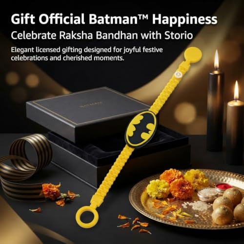 Image of Storio Batman Silicone Band Rakhi | Officially Licensed | Rakhi for Boys, Bhaiya, Bhai | Raksha Bandhan Gift