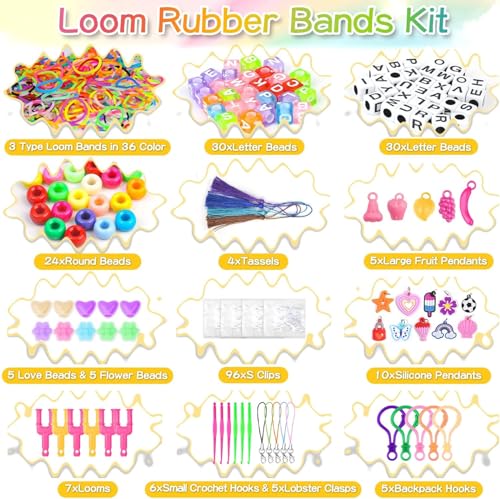 selizo 2800+ Loom Bänder Set, 36 Farben Zubehör Bunte Gummiband für Armbänder,Loops Gummis Set Rubber Loombänder Spielzeug Geschenke for Jungs Mädchen 6 7 8 9 10 Kinder Basteln DIY