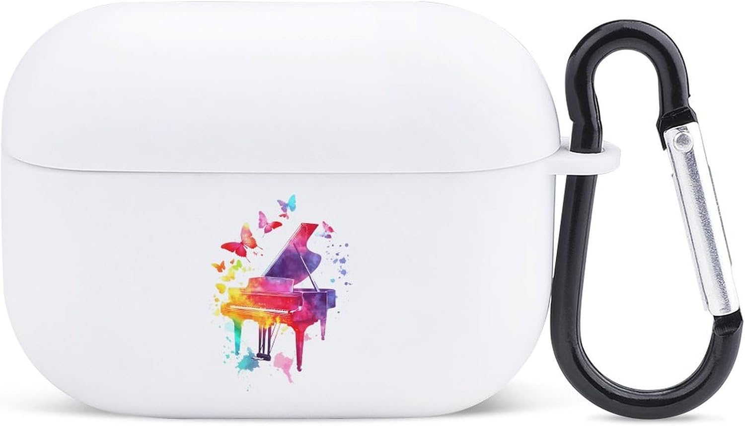 Colorful Piano with Butterflies Cute Protective Case Cover Compatible with Airpods Pro Accessories with Key Chain for Women Men