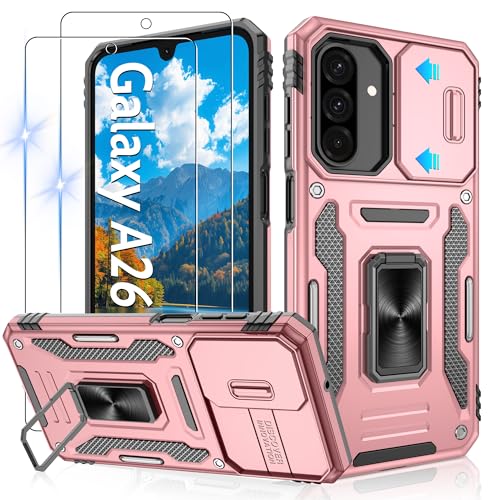 Coque Samsung A26 5G Jshru rose gold avec protège-écran et anneau support intégré