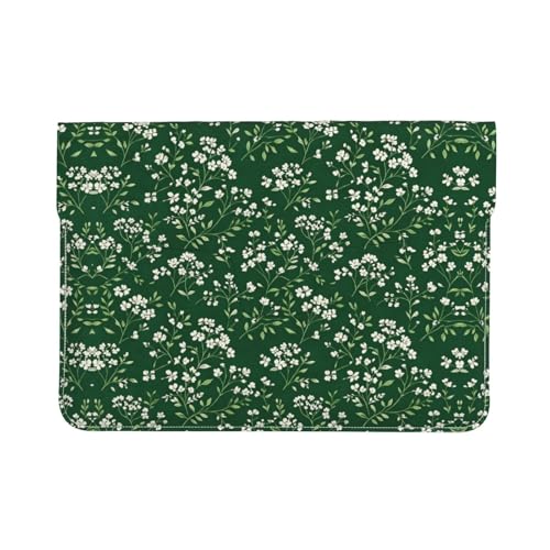 Funda para portátil de 13 pulgadas verde oscuro maletín delgado de piel para MacBook de diario
