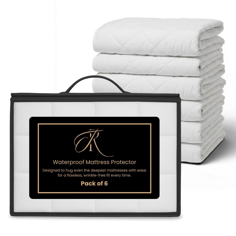 The Royce Waterproof King Size Mattress Protector - 30cm Extra Deep Microfibre Bed Mattress Cover - Breathable & Noiseless Mattress Pad - Hypoallergenic & Machine Washable Fitted Sheet - Pack of 6
