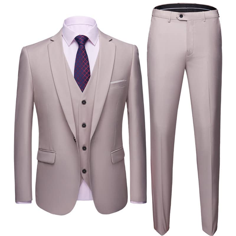 Men's Slim Fit 3 Piece Suit Business Wedding Prom Suits Blazer Tux Vest Trousers