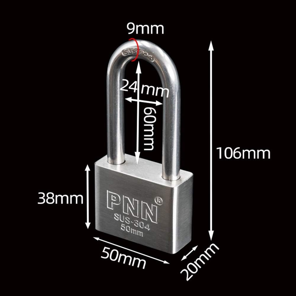 Keyed Padlocks Outdoor Waterproof and Rust-Proof Key Padlock, 1 Key, Width 30mm40mm50mm60mm, Outdoor Lock Warehouse Container Garage Security Lock (Size : 50x38mm)