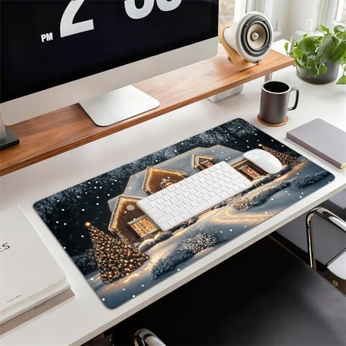Podkładka pod mysz do gier XXL, podkładka na biurko 600x300x3 mm choinka ochraniacz na biurko poprawia dokładność i szybkość z antypoślizgową gumową podstawą, biuro, dom gracza xg-989