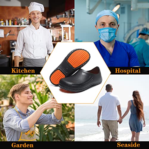 Image of Chef Shoes for Men Nonslip Water Proof Work Shoes Mens Clogs Comfortable Nursing Nurse Shoes for Gardener Men Indoor and Outdoor for Kitchen Office Seaside-Zapatos de Cocina para Hombres