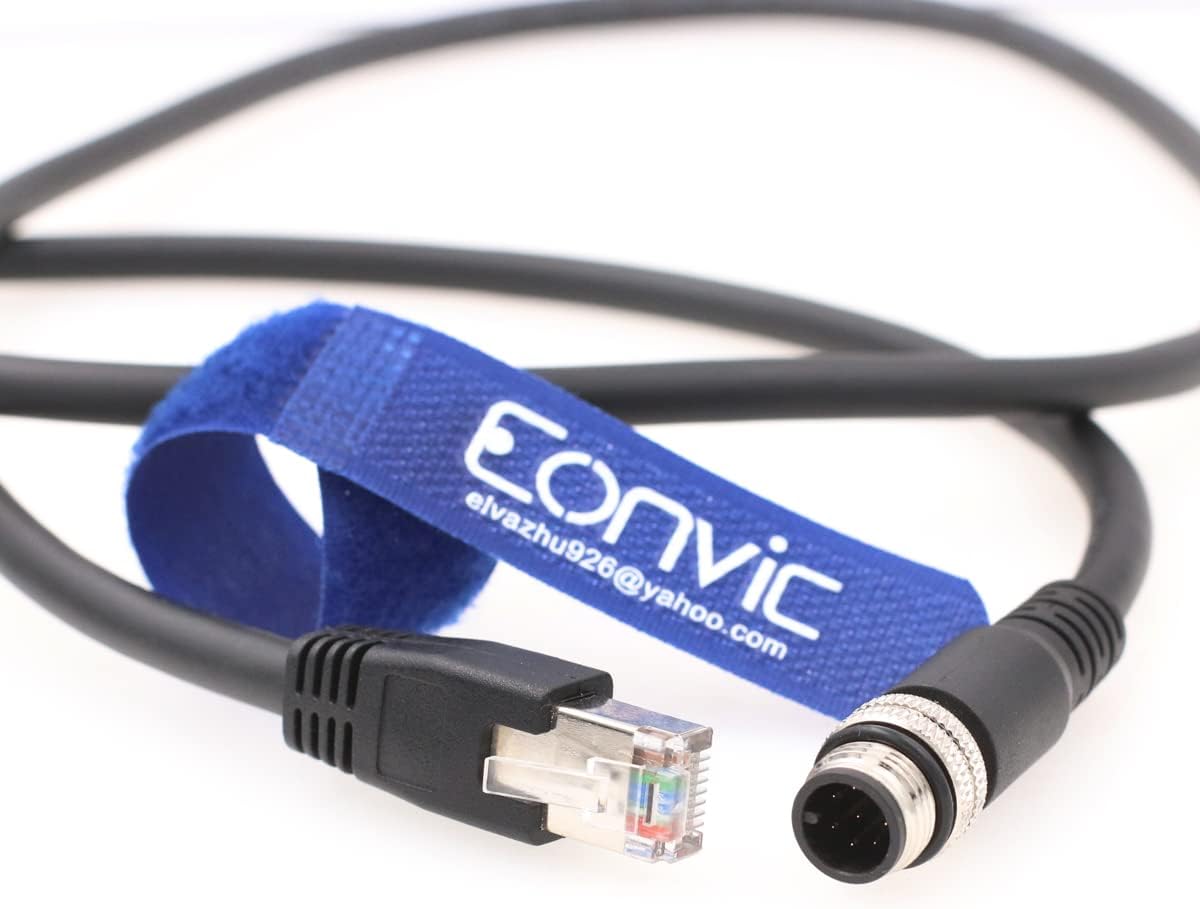 Eonvic Industrial Ethernet Cables M12 8 Pin Male to RJ45 High Flexible Shielded Network Cable with Locking Function for Industrial Cognex Camera (3M)
