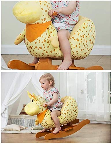 ZHANGYUEFEIFZ Schaukelpferd Plüsch Schaukeltier Pferd Rocking Horse Kinder Kreative Gelbe Musik Trojan Baby Spielzeug… – Bild 6