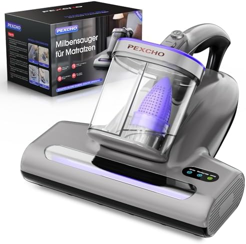 PEXCHO PM600 Milbensauger mit UV-Licht 500W, HEPA-Filter für Allergiker | 65℃ Hißluftfunktion,Milbensensor, Entfernt 99,9% der Staub-Milben, Allergene, Tierhaare，Für Matratzen,Sofa