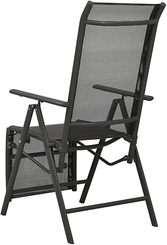 Miniatura 6 de Sillas reclinables para patio, 2 piezas, textileno y aluminio, color negro, para comedor, sillas de mesa de comedor para playa, sala de estar,