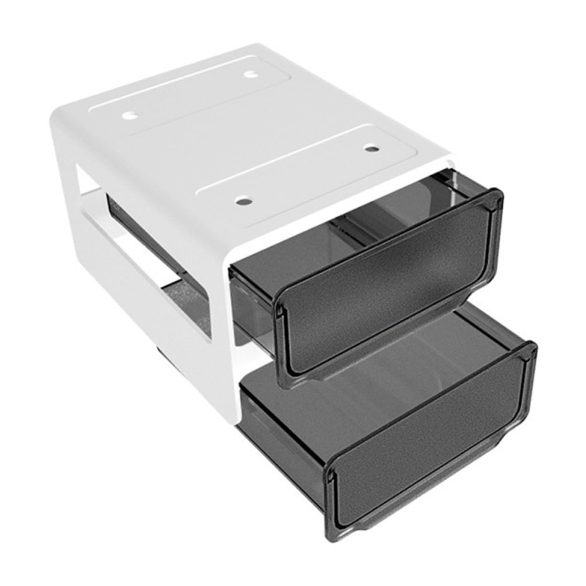 Levemolo Caja de Almacenamiento Debajo del Escritorio sin Perforaciones, Organizador Oculto para Oficina y Estudio, Diseño Ahorrador de Espacio en Abs Negro