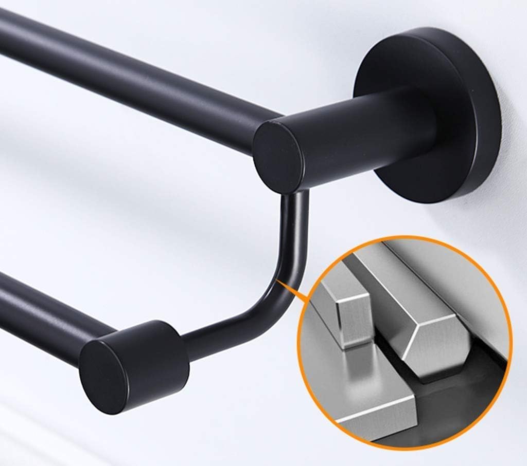 Bathroom Double Towel Rail, Wall-Mounted Towel Rack Stainless Steel for Kitchen Hotel Office Black Modern Senior 40cm (Size : 90cm)