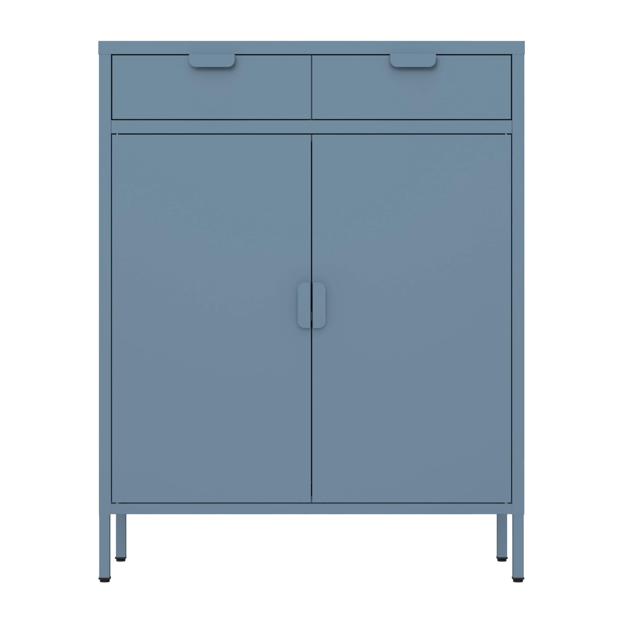 Brigros - Credenza Cucina Moderna In Metallo 2 Ante E 2 Cassetti Con Ripiano Interno 80x38x110 Cm, Mobile Dispensa Salvaspazio Per Cucina, Soggiorno, Ingresso Linea Pop (Ceruleo)