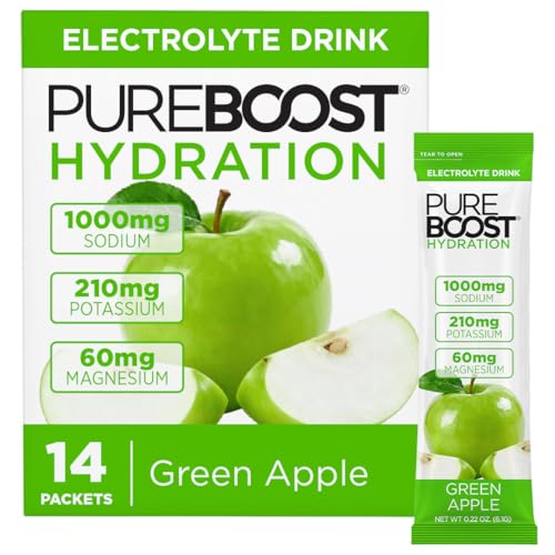 Image of Pureboost Sugar-Free Electrolyte Hydration Packets, Green Apple 14ct