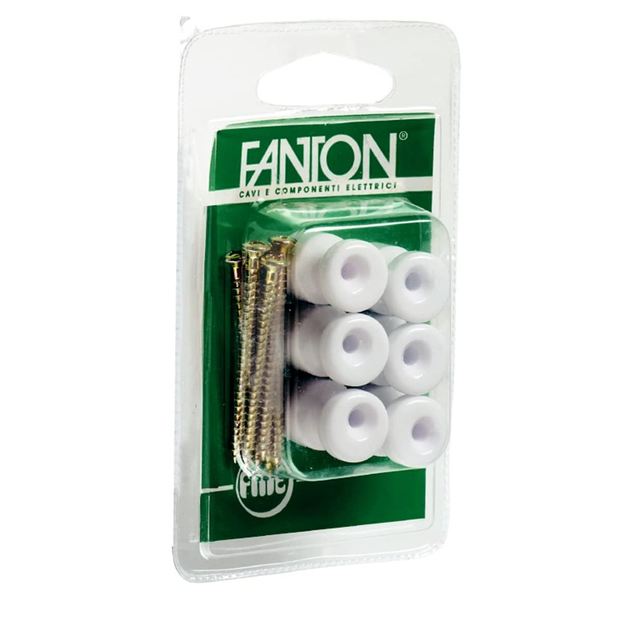 Fanton ISOLATORE CERAMICO 6PZ DIAMETRO 16 COMPLETO DI VITI  OTTONATE COLORE BIANCO