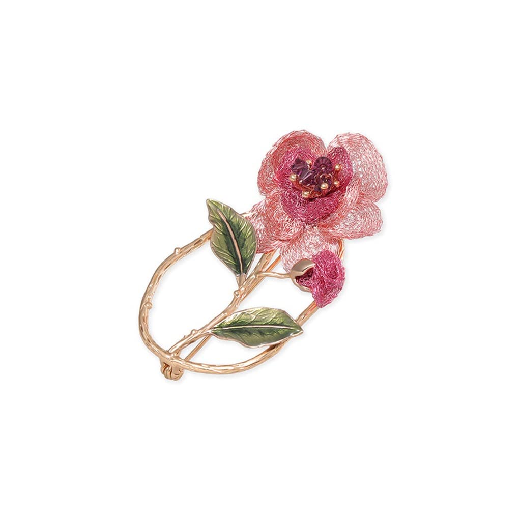 Handgewebte Camellia Brosche Brosche Mantel Pin Frauen Kleidermantelzubehör
