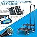 FORTEMOTUS Step Stool with Handle for Elderly with Wheel - Heavy Duty Bed Steps for High Beds for Adults with Adjustable Handle, Portable Foot Stool Ladder for Bedside, Kitchen, Car, RV, Bathtub