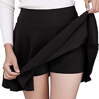 DJT Women's Stretchy Flared Skorts: Versatile Mini Skater Skirt with Built-in Shorts for Golf, Tennis & Casual Wear
