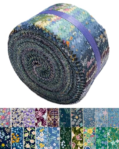 40 Strip Jelly Roll Fabric Strips for Sewing- Tranquil