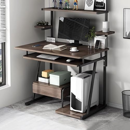 パソコンデスク 小さなパソコン 作業 金属フレーム ワークデスク 厚いデップ 仕事机 強力な耐荷重性 机 pc お手入れ簡単 computer desk スペースは不要 テレワーク 多層設計 ゲーミングパソコン パソコンやオフィスクとして最適 (N-長さ7