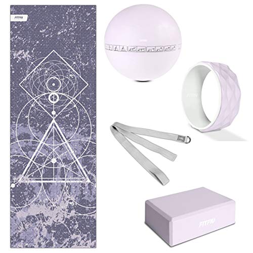FITFIU Fitness Lila FITFIU  Pack 5 Accesorios KITWELL-500 Yoga y Pilates, Adultos Unisex, 44,8x13,3x61,5cm